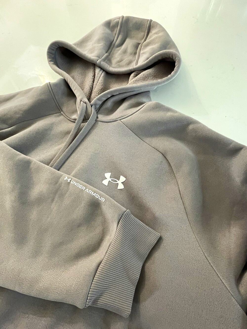 Under Armour Gray Fleece Pullover Hoodie Women's XL Logo Pockets Drawstring